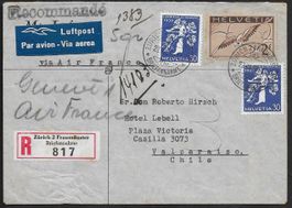 1939 R/Luftpost Zürich - CHILE mit Air France selten ab 1.-