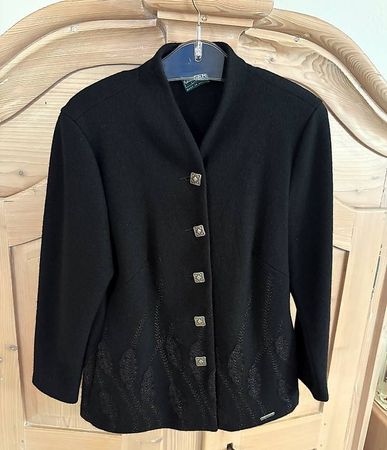 schwarze Wollstoffjacke von "GEIGER" , Gr. 40 ungefüttert