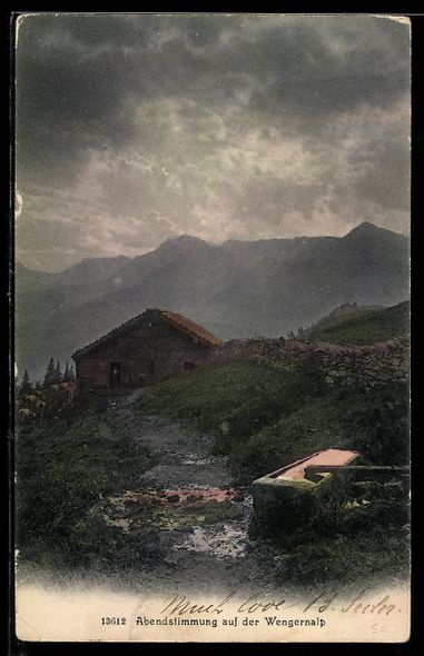 Cartoline postali: AK Wengernalp, Abendstimmung auf der Wengernalp – Usato da Berlin venduto da bartko-reher
