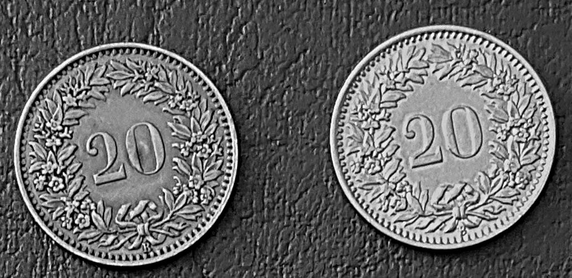 Tutti le monete: 20 Rappen 1932 und 1939 – Usato da Winterthur venduto da Saba1972
