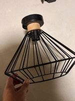 Deckenlampe Metall Gitter schwarz Holzoptik gebraucht
