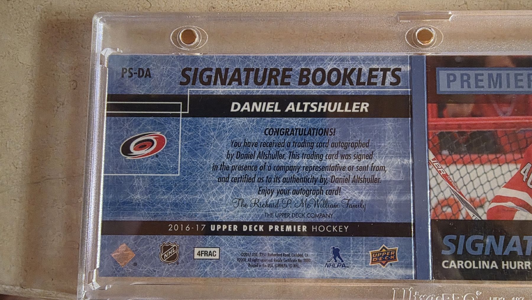 NHL Cartes à collectionner: Upper Deck premier- Daniel Altshuller Auto Booklet 2016 – Neuf (Voir description) à Boltigen par Calagero 4