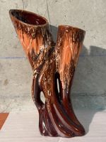 Unique ceramic vase 'Valle d'Aosta' brown glazed vintage