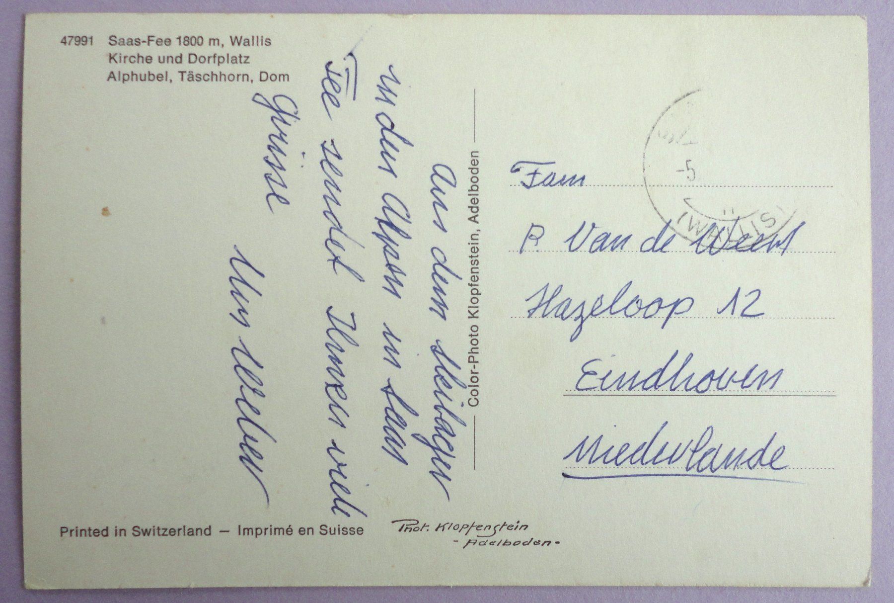 Cartoline postali: Saas-Fee 1800 m – Difettoso da Fétigny venduto da Billy2miny 1