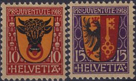 1918 , Pro Juventute J10+J11, postfrisch **, Kat: 80.-