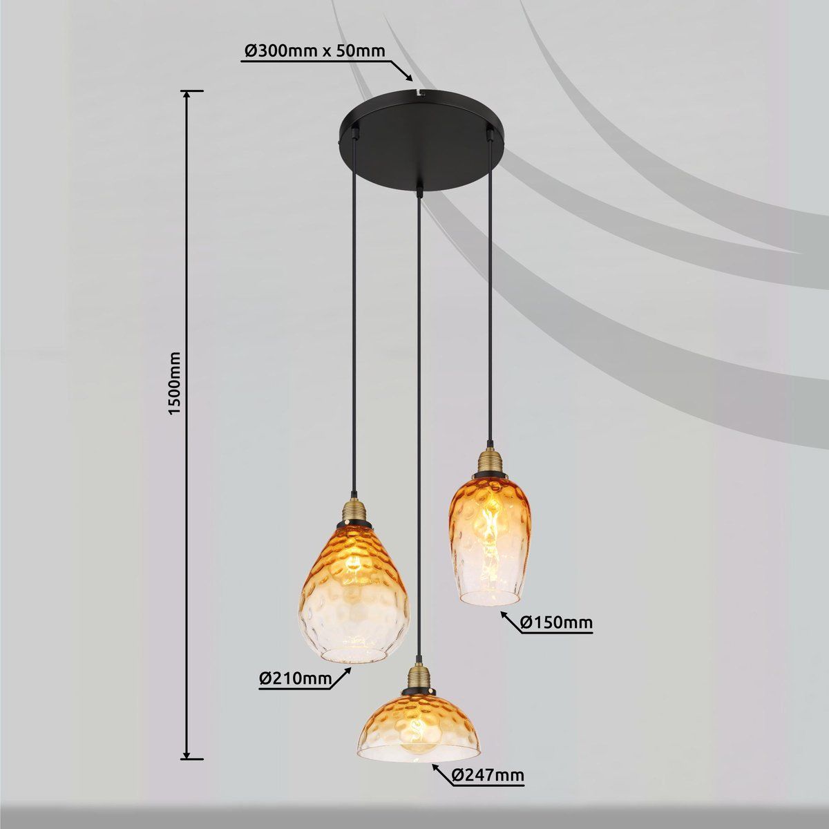Lampadari & plafoniere: Pendelleuchte, Glas, 3 Strahler, 46 cm Ø – Nuovo (secondo la descrizione) da Kreuzlingen venduto da Smart-Light 2