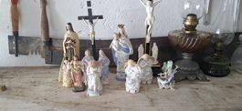 Diverse Sammlung religiöser Figuren, antik, Vintage