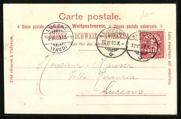 Cartoline postali: AK Payerne, Vue générale, 1899 – Usato da Berlin venduto da bartko-reher 1