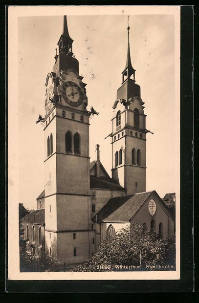 Cartoline postali: Winterthur, Stadtkirche im Sonnenschein – Usato da Berlin venduto da bartko-reher