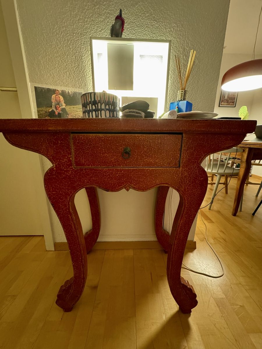 Tavoli: Antique Rajasthan Console Table – Hand-Painted Lacquer – Usato da Zürich venduto da catfuso 3