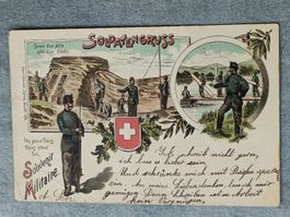 Litho PK / Soldaten Gruss - Gelaufen 1899