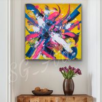 Acrylbild abstrakt gelb blau bunt Neu Unikat