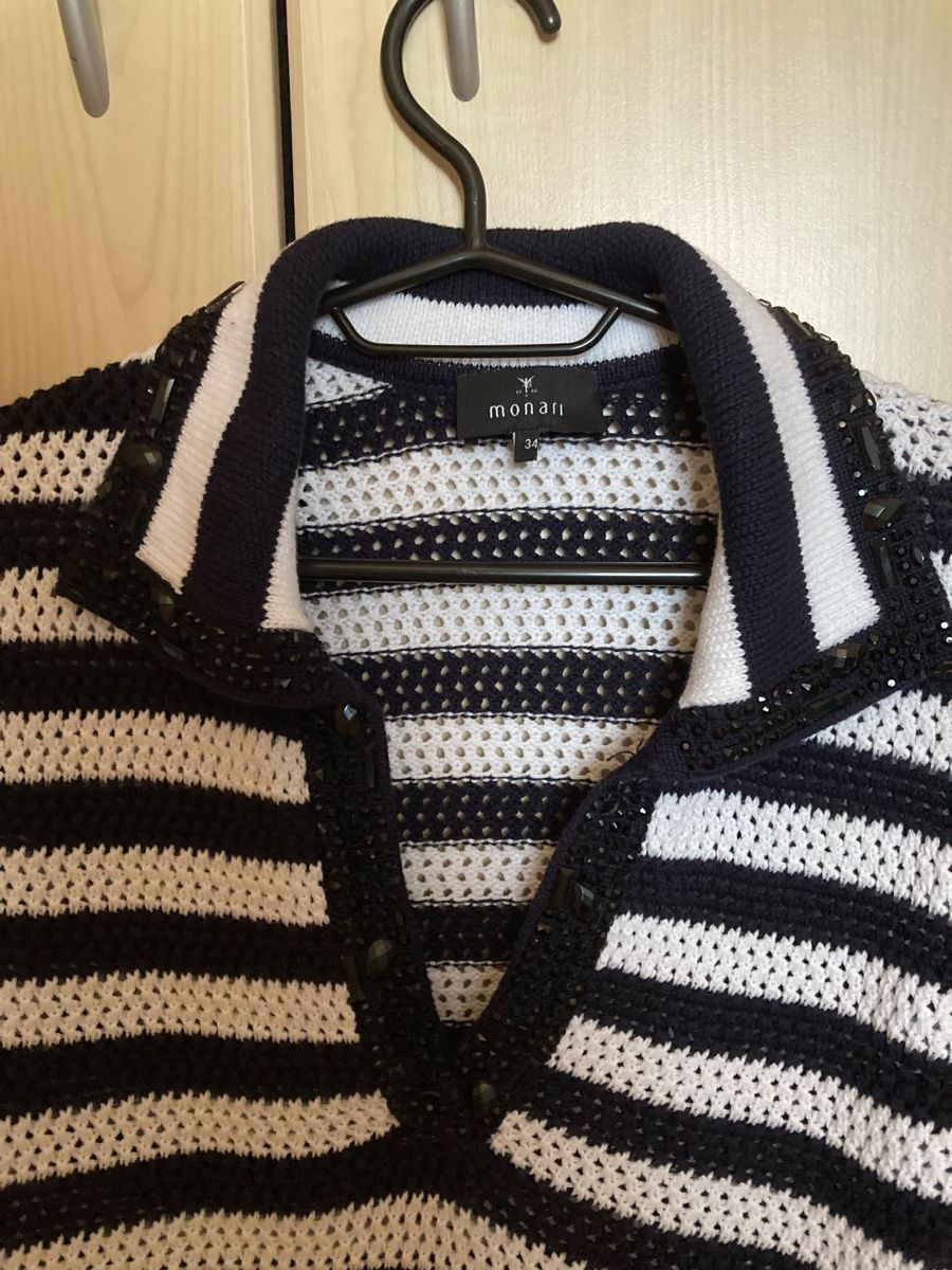 Monari Polo-Shirts: Monari Strick-Poloshirt mit Schmucksteinen – Gebraucht aus Sagogn von Crefli 1