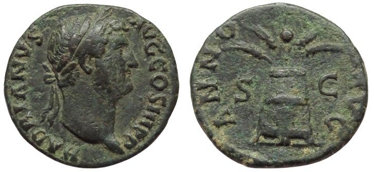 HADRIAN bronze As (134-138 AD) in great conditions! modius (Gebraucht ...