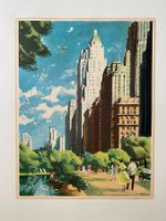 Original Vintage Poster - Manhattan / Central Park