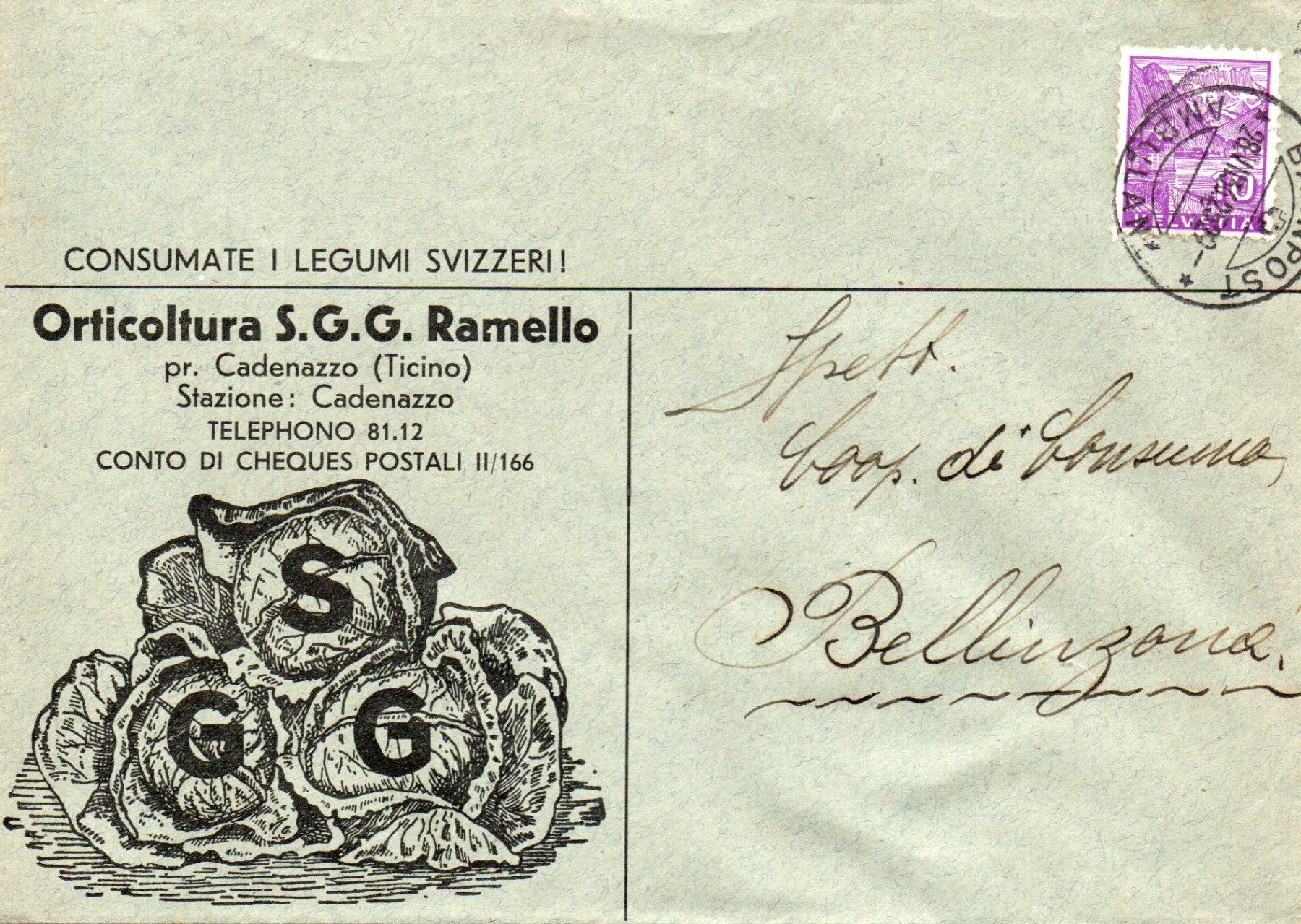 Tutti i francobolli: Orticoltura S.G.G.Ramello - Cadenazzo – Usato da Melano venduto da pisonsdro
