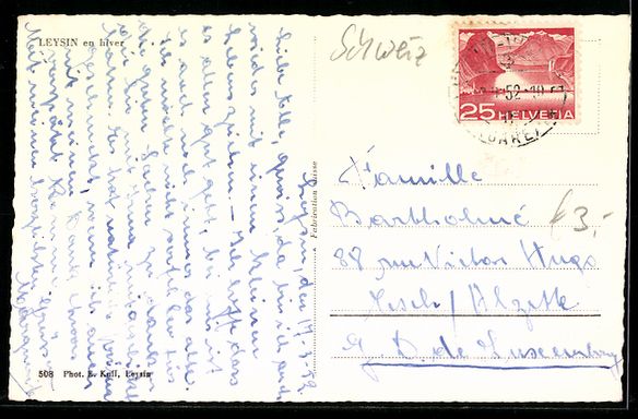 Cartoline postali: AK Leysin, Panorama en hiver, 1952 – Usato da Berlin venduto da bartko-reher 1