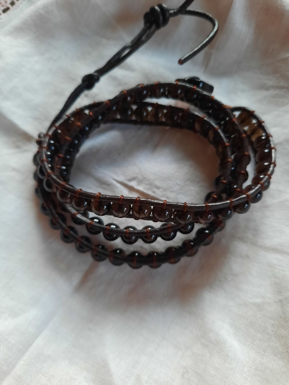 Bracciali & Braccialetti: Braunes Lederarmband mit Glasperlen – Nuovo (secondo la descrizione) da Unterterzen venduto da elebo 5