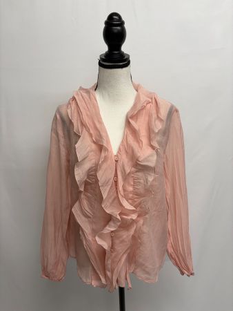 Zara Bluse in Rosa mit Rüschen Gr. XS