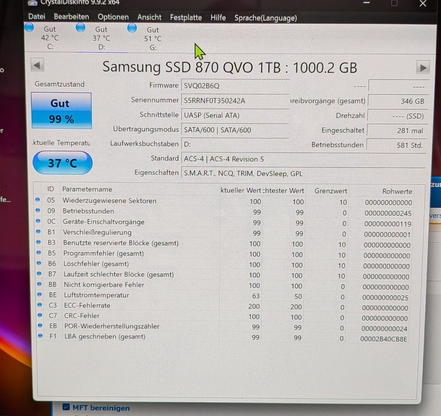 Samsung Disques durs: SSD Festplatte Samsung QVO 879 – D'occasion à Tobel par Snicket 3