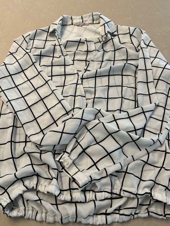 🤍 Anna Field Bluse kariert Weiss Schwarz Gr. 36