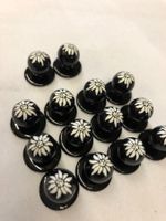14er Satz Steckknöpfe Edelweiss schwarz