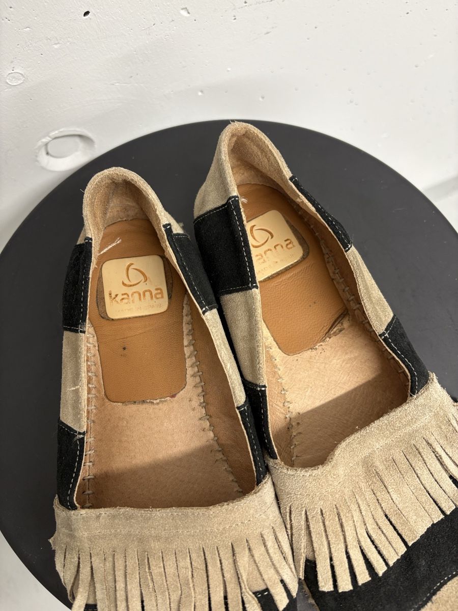 Damenschuhe: Kanna Espadrilles mit Fransen Gr. 39 beige/schwarz Leder – Gebraucht aus Regensdorf von secondchancefashion 7
