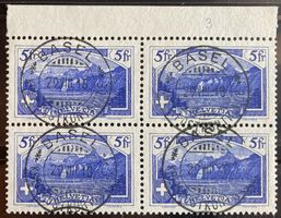 1914 Viererblock Rütli No. 130 mit Vollstempel BASEL