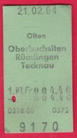 KARTON BILLETT, OLTEN - TECKNAU, 1.KLASSE, EINFACH