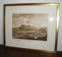 Aquatinta "Aussicht der Stadt Luzern vom Gütsch"