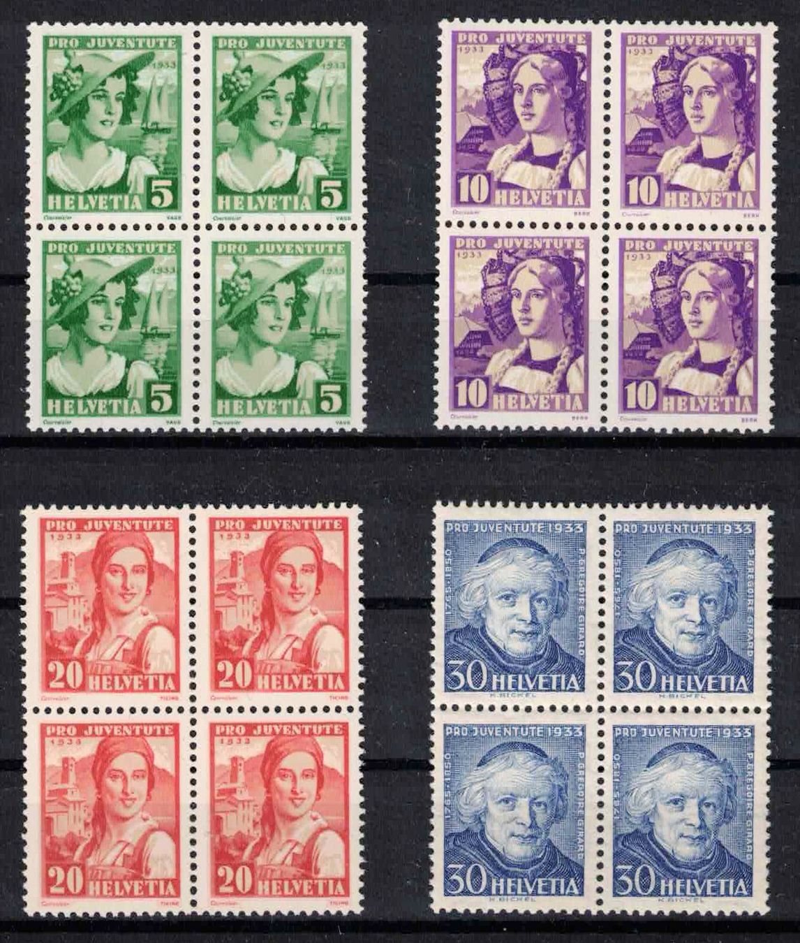 Alle Briefmarken: Pro Juventute 1933 im 4er-Block, postfrisch ** – Neu (gemäss Beschreibung) aus Nuglar von Stamp88