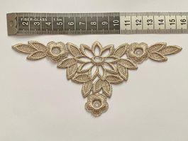 Applik echte St. Galler Spitze floral taupe 1 Stk