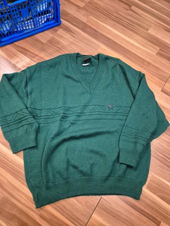 Vintage C&A Wollpullover, Herren Grösse L, Grün, Top! K45