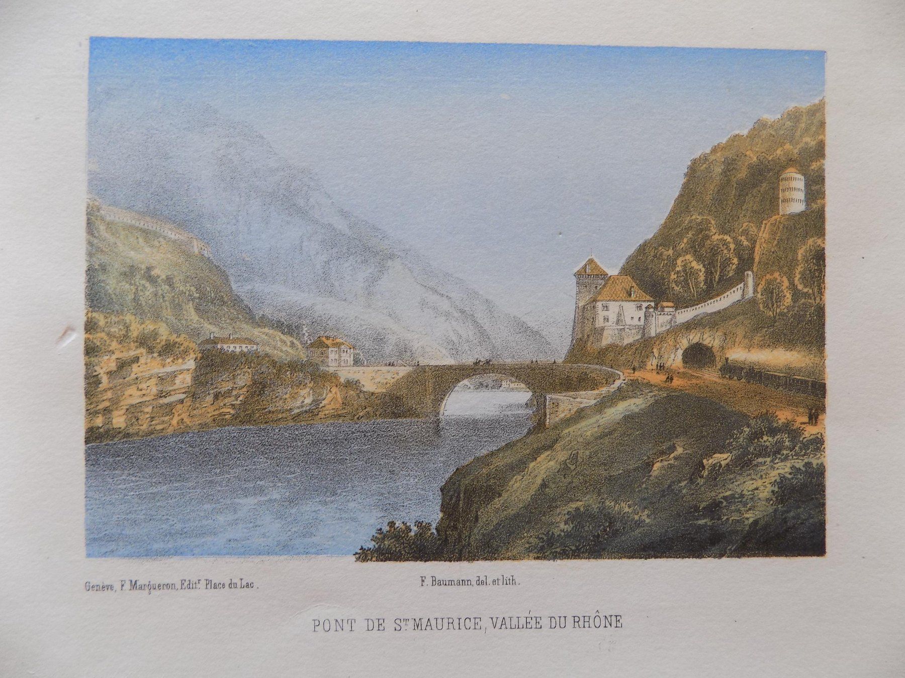 Gravures: St. Maurice Valais getönte Lithographie – D'occasion à Risch par Antikfee 4