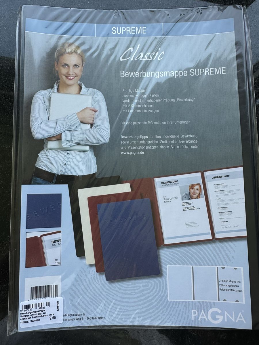 Buste & buste per spedizione: Bewerbungsmappen in schwarz – Nuovo e nell'imballaggio originale da Bern venduto da Shininglove 1