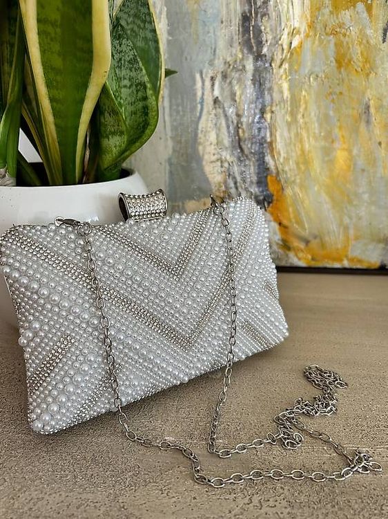 Damen Perlen Clutch – Elegante Abendtasche Mit Kette Für Hochzeit, Party & Festliche Anlässe