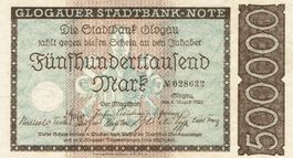 Glogau 500000 Mark+Prägestempel 04.08.1923 VZ+-VZ++