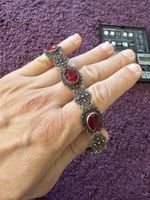Armband Silber Filigran mit roten Steinen 