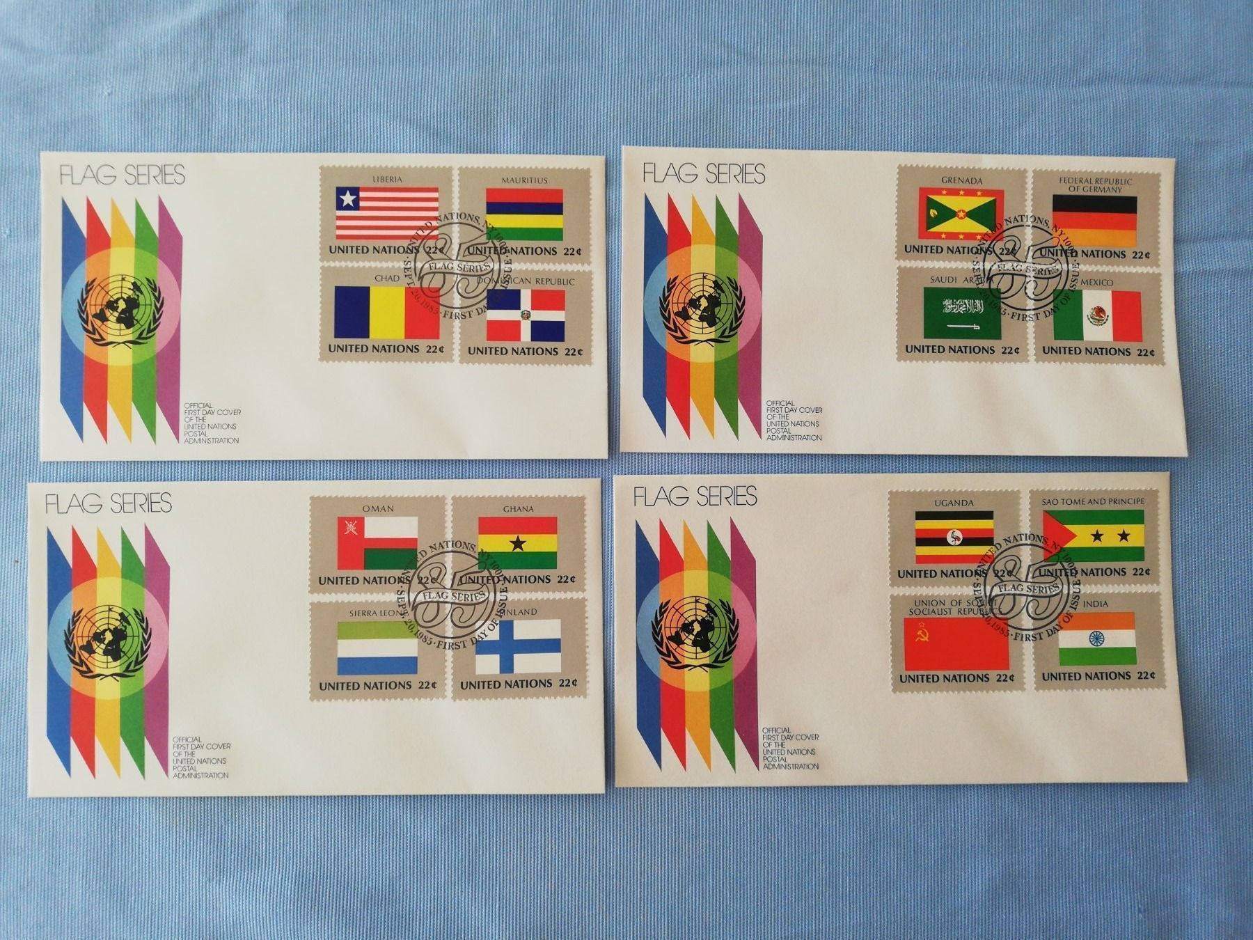 Tutti i francobolli: UNO Flaggenserie 1985 auf FDC – Usato da zumikon venduto da lotegrandote