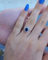 Bague saphir 0.25ct, Diamant de taille 0.25ct, or blanc 18