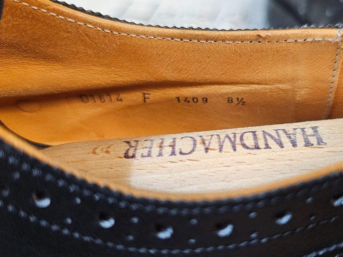 Scarpe da uomo: Handmacher: Schuhe Leder schwarz Grösse 44 Budapester – Nuovo (secondo la descrizione) da Sins venduto da sagitarius58 3