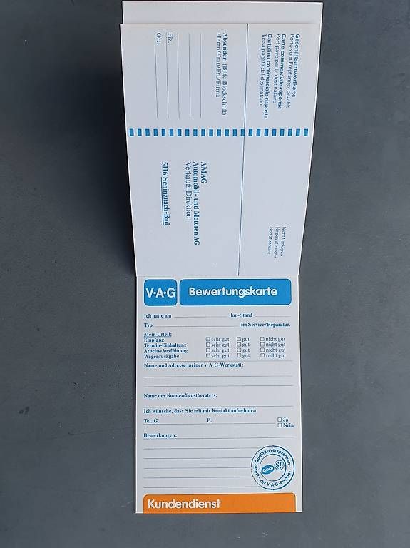 Karten: V.A.G Bewertungskarte – Gebraucht aus Mels von Eventuell3 2