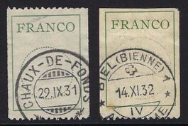 1925/33 zwei Francozettel Nr. 2 & 3, gest. ʘ, KP 252.-