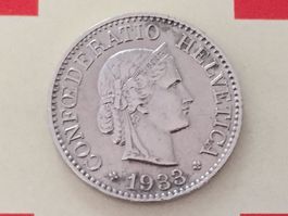10 Rappen 1933 Ni, ss-vz, nur 2,0 Mio!