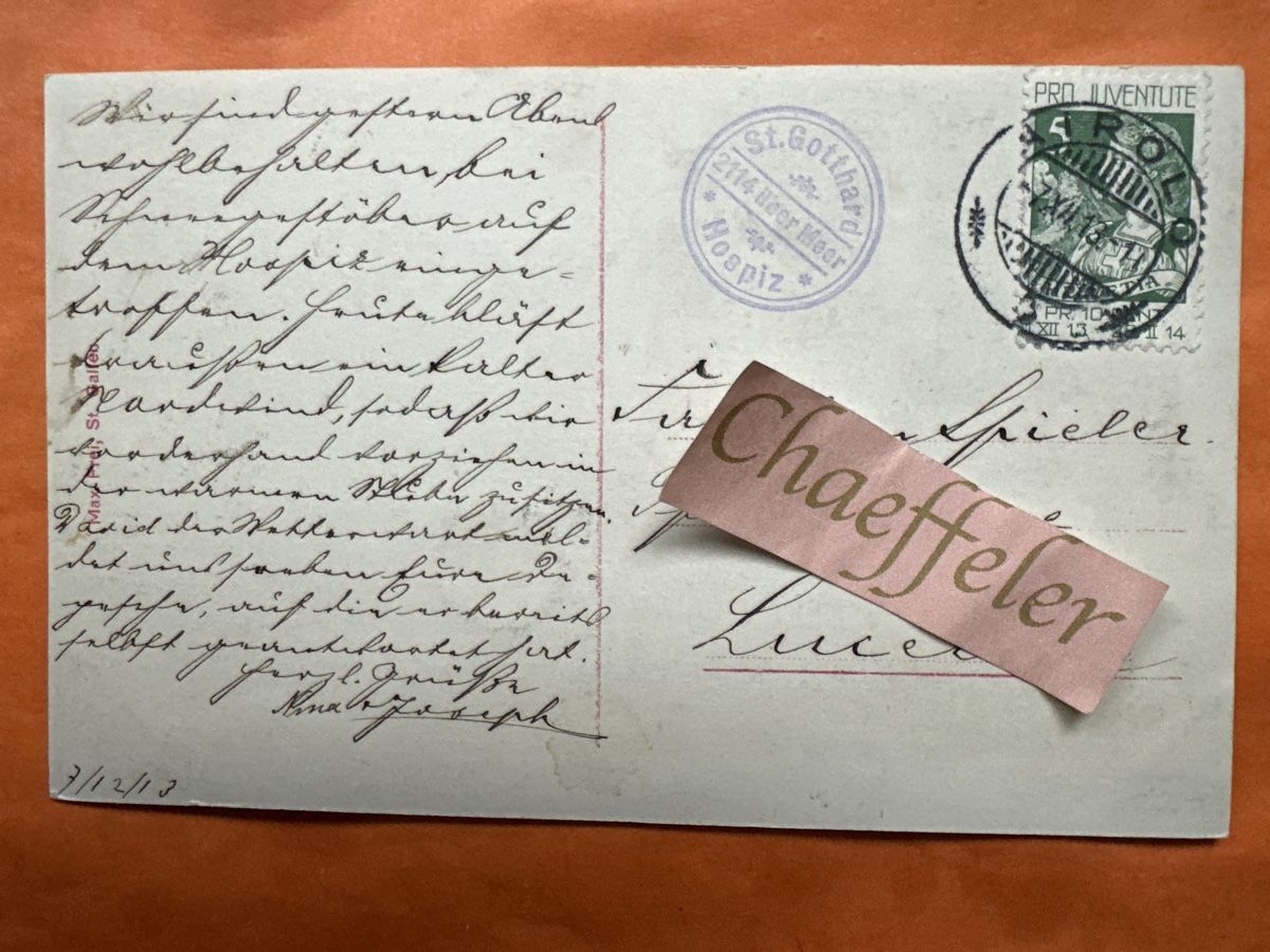 Ansichtskarten: 1913 4073 St. Gotthard mit Monte Prosa – Gebraucht aus Zürich von Chaeffeler 1