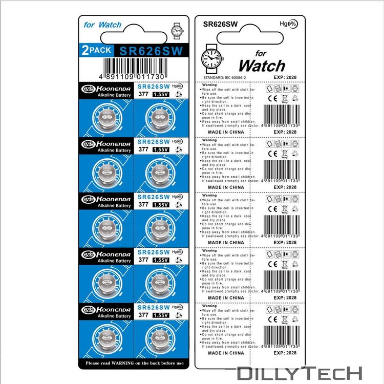 Caricatori & Batterie: Koonenda AG4, SR626SW, 377 Knopfzellenbatterie - 4 Stk. – Nuovo e nell'imballaggio originale da Erlenbach ZH venduto da dillytech.ch 1