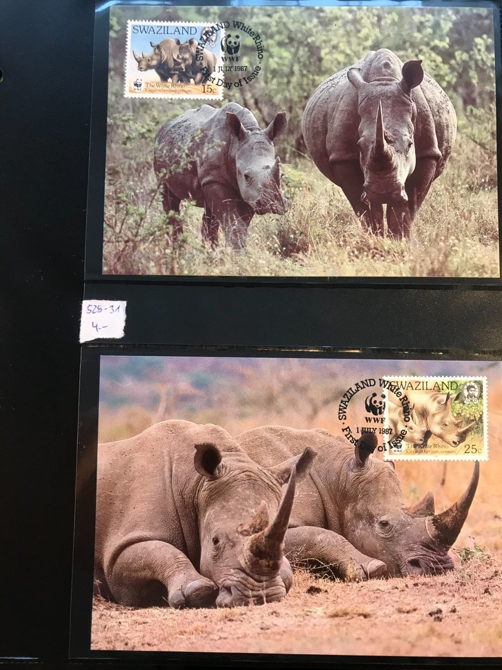Tous les timbres: Swasiland 1987 Satz WWF Nashorn Maximumkarten – Neuf (Voir description) à Winterthur par schnueps