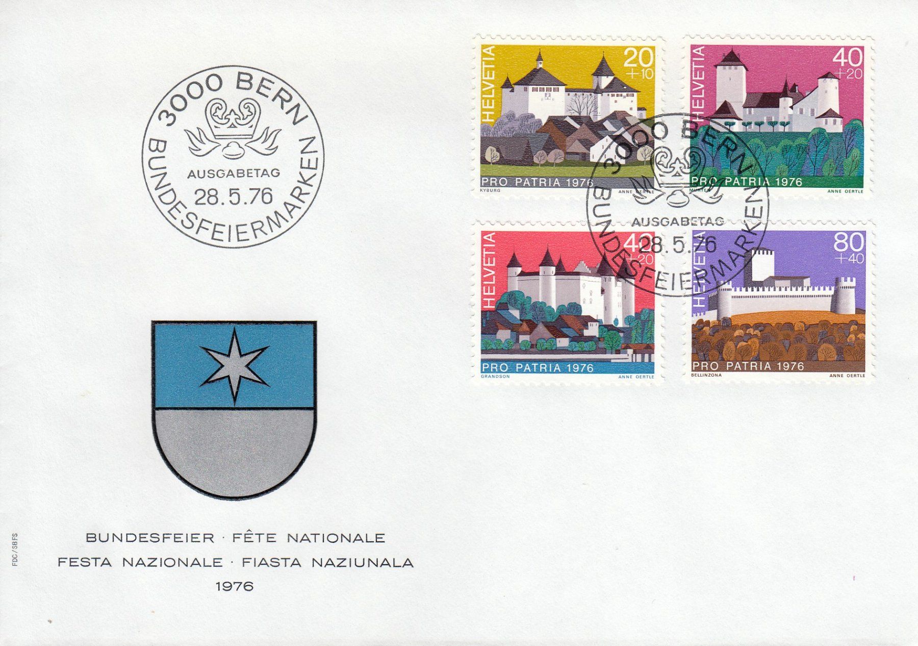 Tutti i francobolli: 1976 Pro Patria FDC Schweizer Schlösser – Usato da Spreitenbach venduto da Mustang_1105
