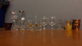 14 verschiedene Shot, schnapps und Champaniergläser klein.