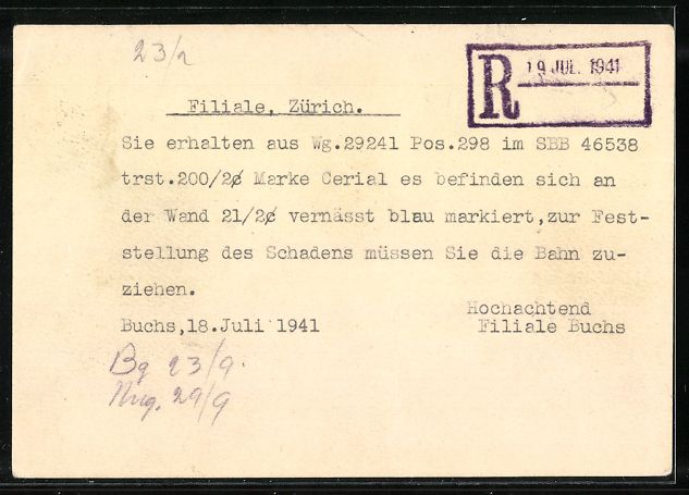 Cartoline postali: Buchs /Rheintal, Firma Lüchinger, Co. A – Usato da Berlin venduto da bartko-reher 1